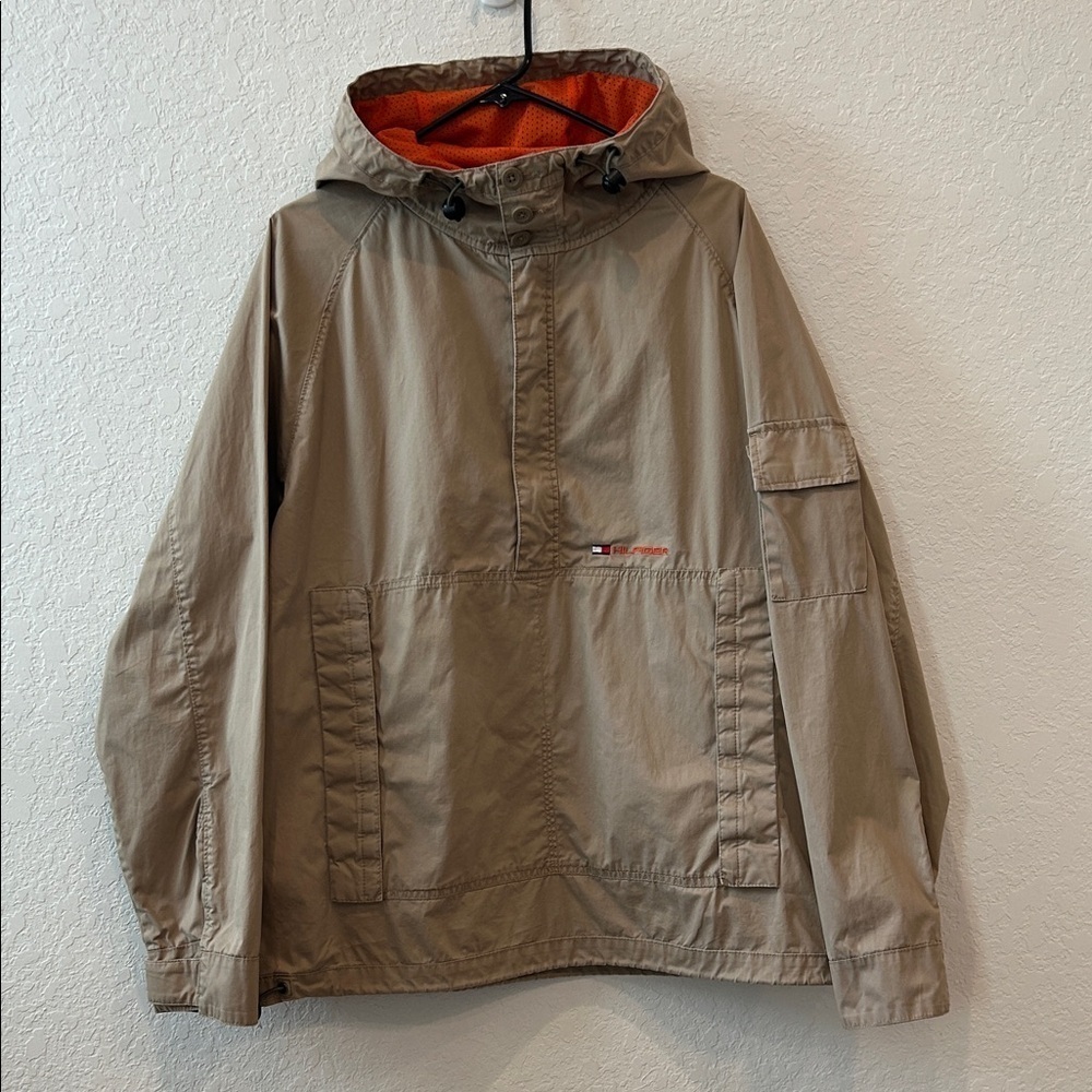 Tommy Hilfiger Vintage Khaki Jacket with Orange Lining in Hood